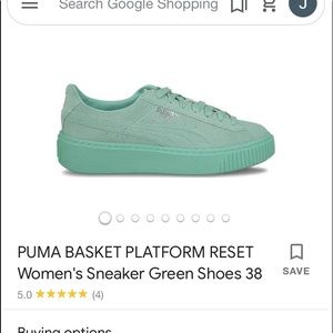Puma basket platform suede green